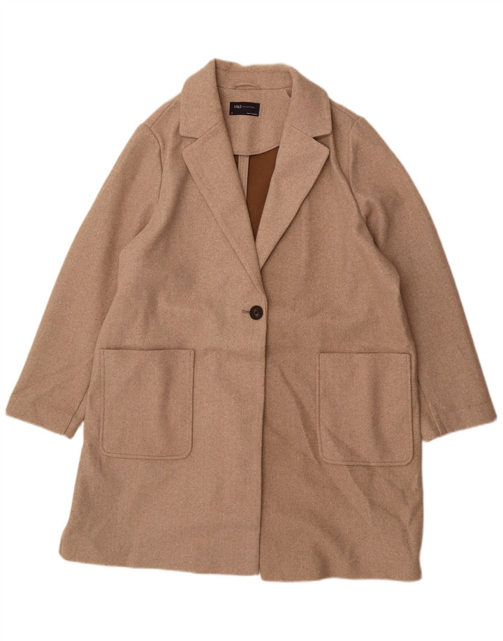 Marks & Spencer Dame Overfrakke UK 20 2XL Beige Polyester