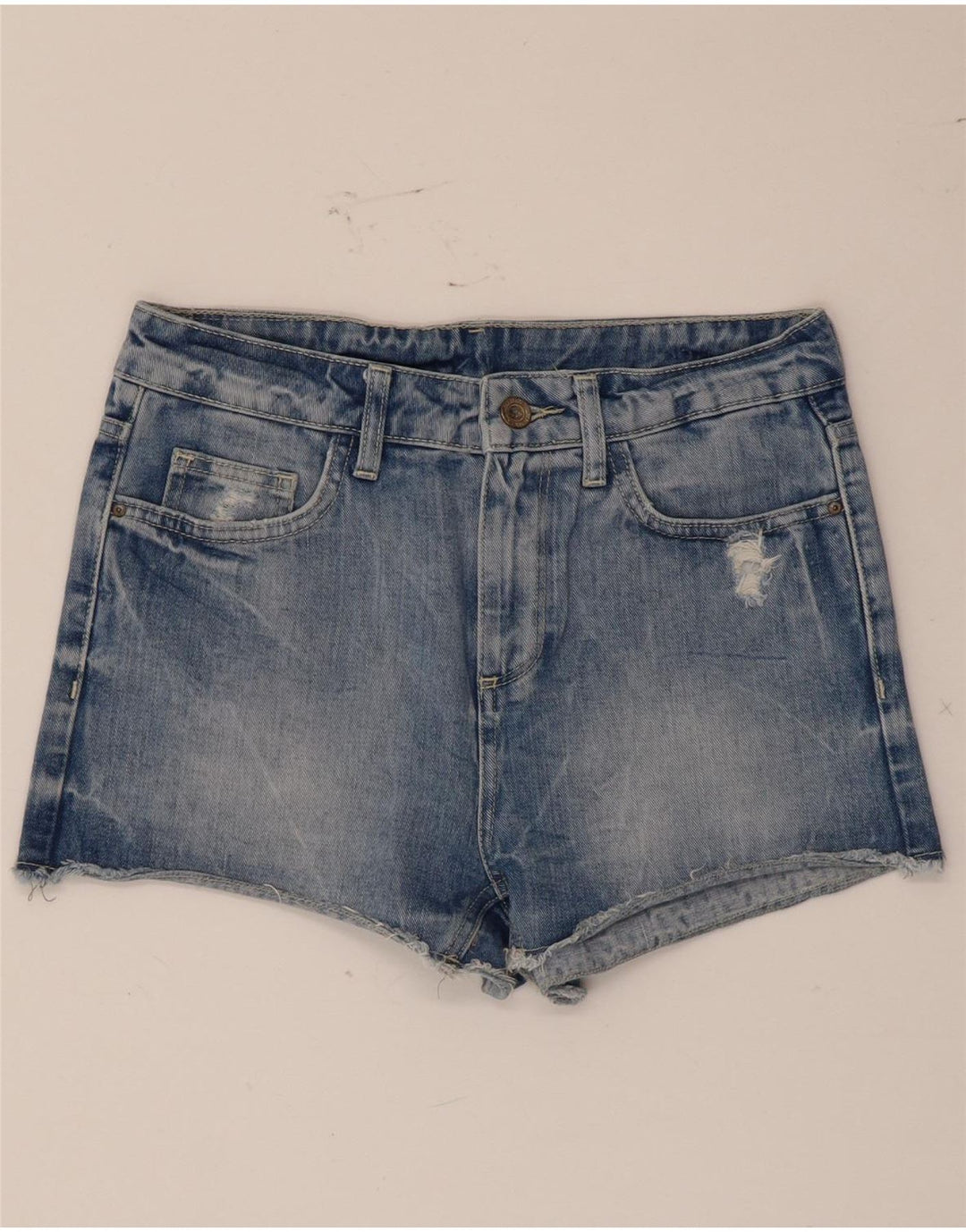 Zara Womens Distressed Denim Shorts EU 36 XS W26 Blå