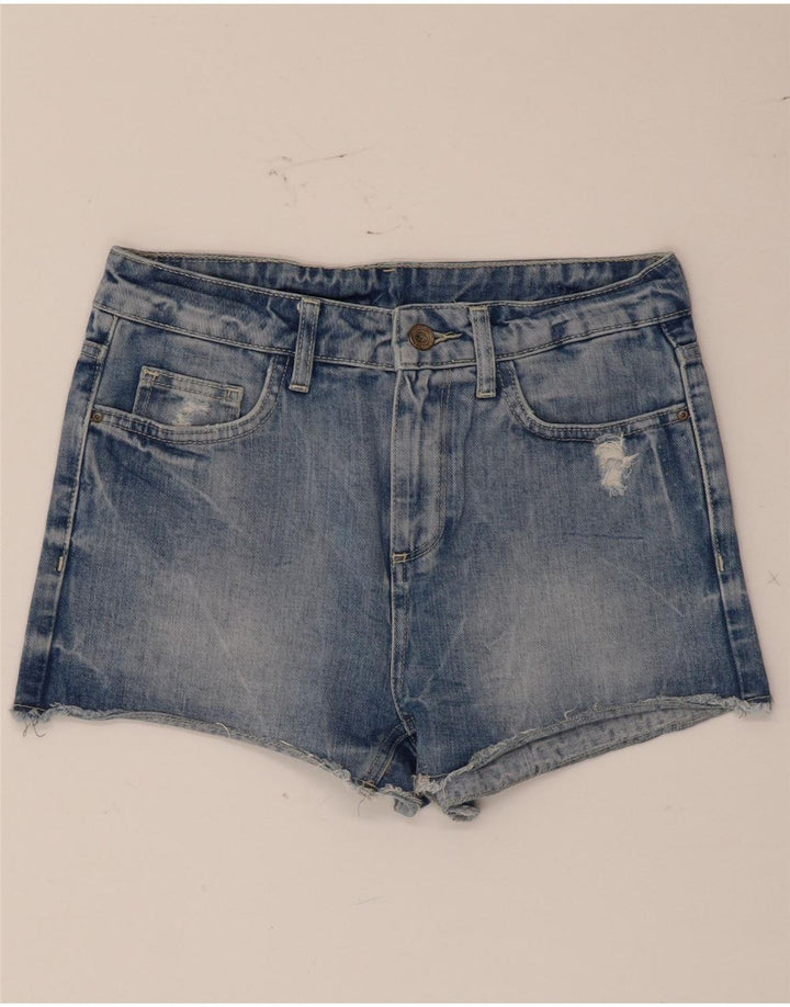 Zara Womens Distressed Denim Shorts EU 36 XS W26 Blå