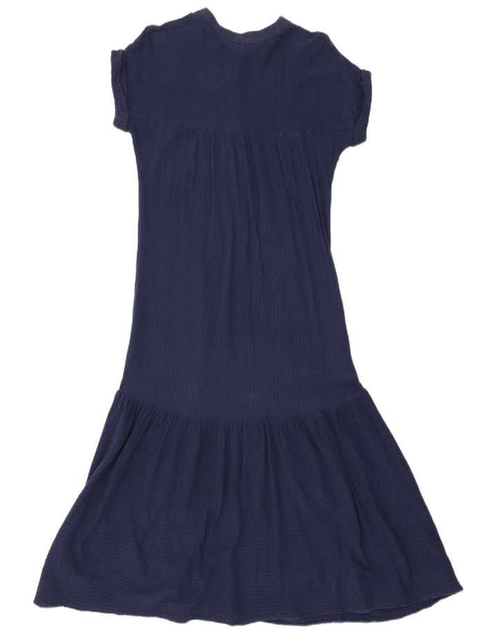 Jigsaw Dame Maxi Dress UK 10 Small Navy Blue Bomuld