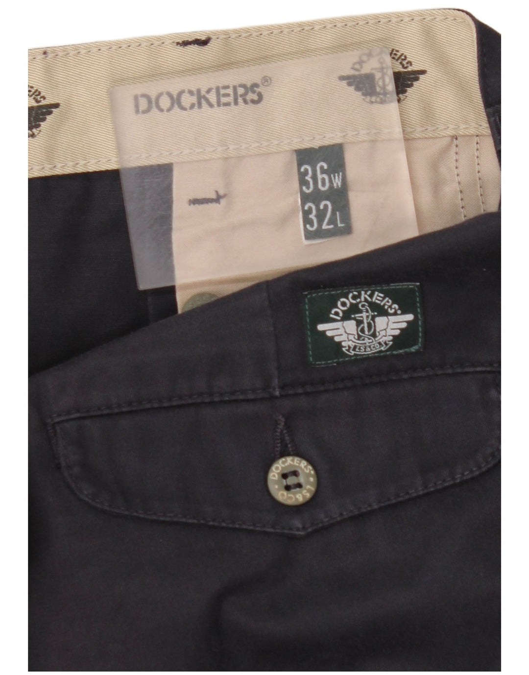 DOCKERS Herre Khakis Pegged Chino Bukser W36 L32 Marineblå Bomuld