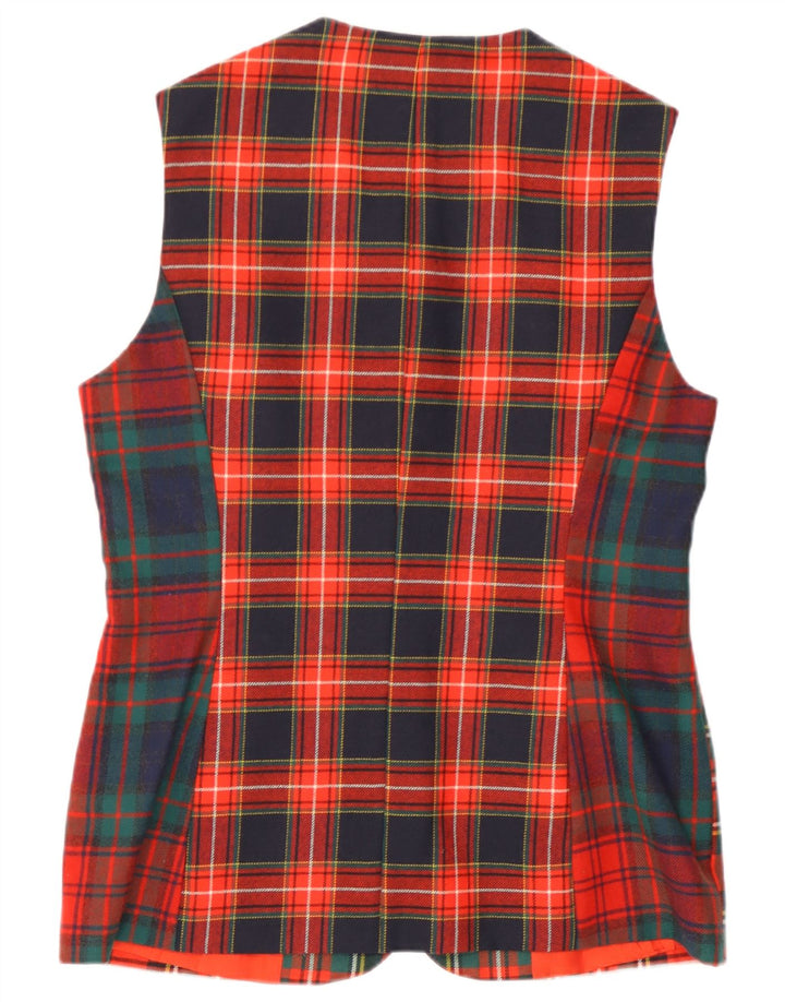 Trussardi Dame Longline vest IT 46 Stor Rød Plaid Virgin Wool
