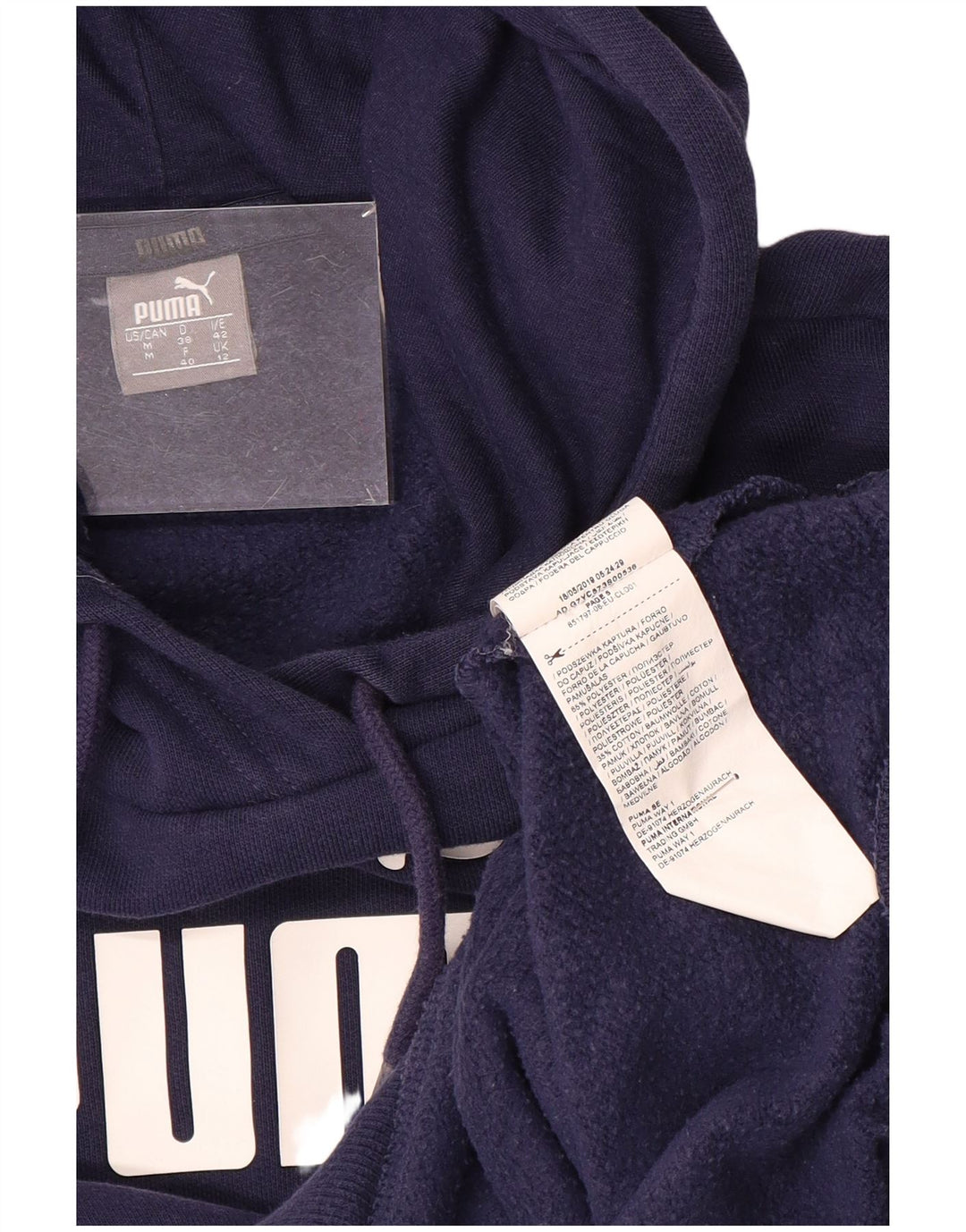 PUMA Grafisk hættetrøje til kvinder UK 12 Medium Navy Blue Polyester