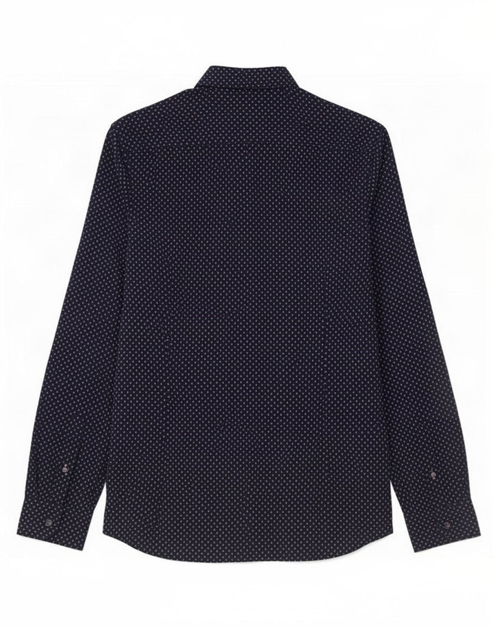 Ted Baker Herre abstrakt mønster skjorte størrelse 2 Small Navy Blue Modal