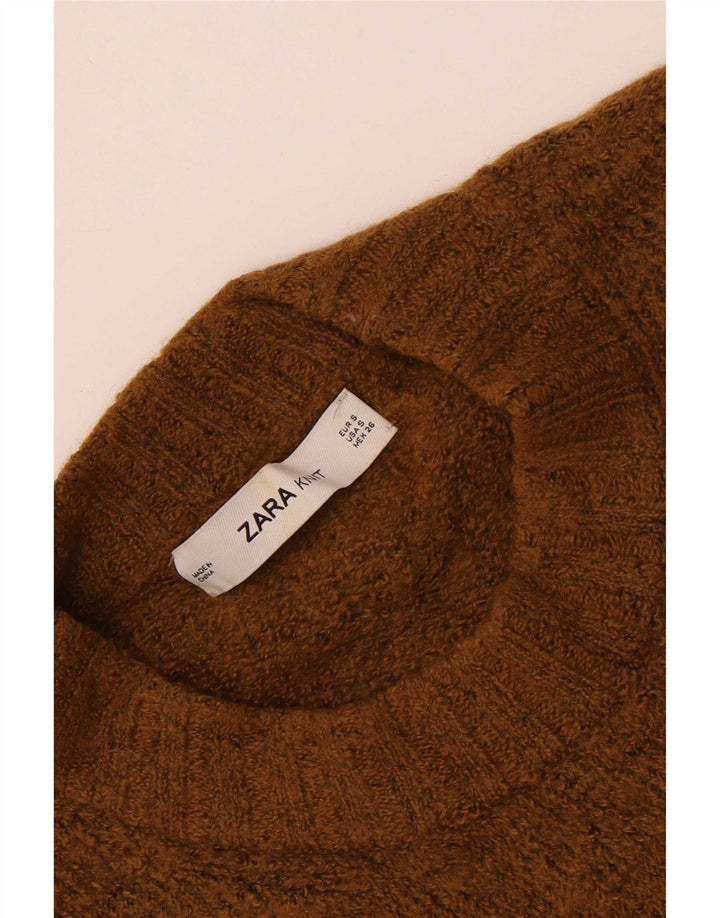 Zara Dame Oversized Crew Neck Jumper Sweater UK 10 Small Khaki