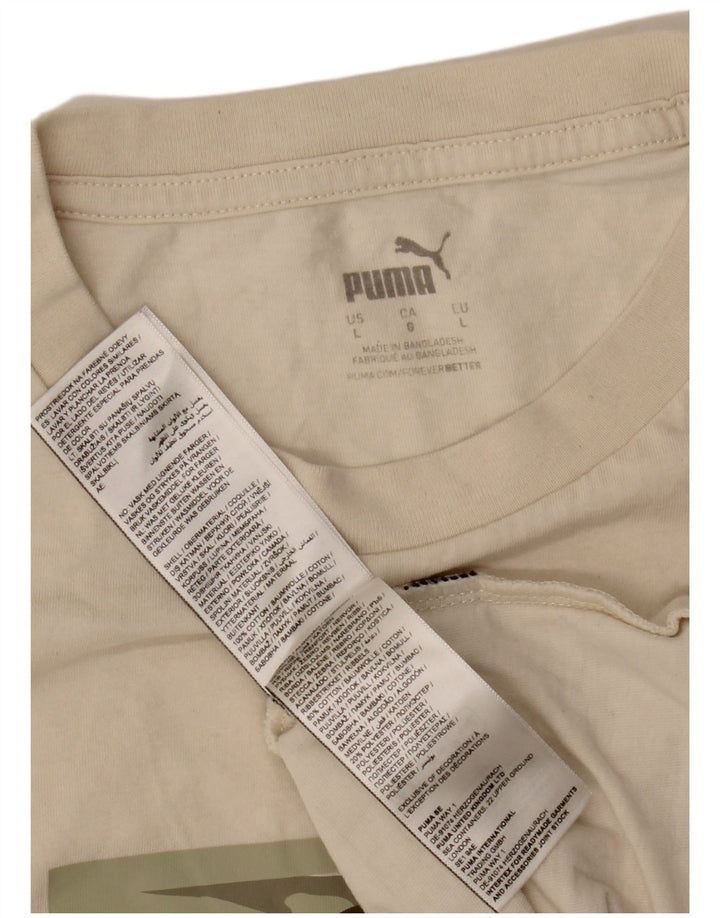 Puma Herre Grafisk T-Shirt Top Stor Off White Bomuld