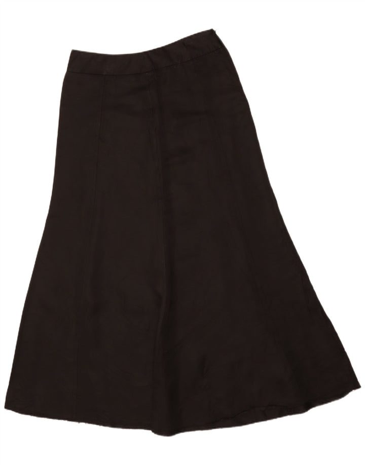 Vintage Dame Maxi A-Line nederdel IT 46 Large W32 Black Silk Classic