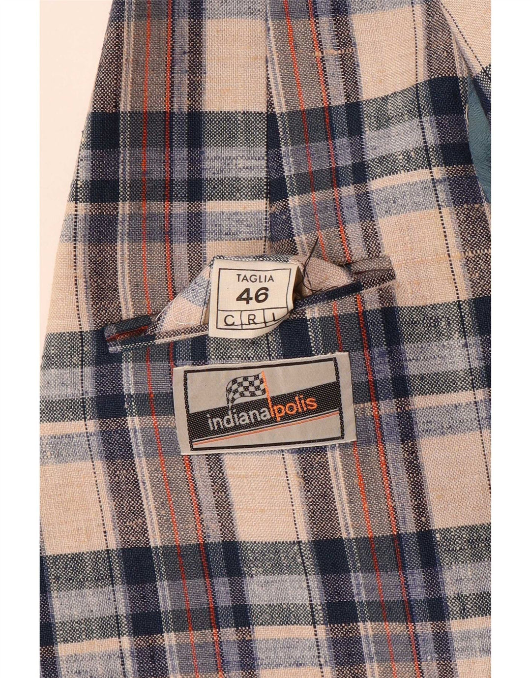 Vintage åben blazerjakke til mænd IT 46 Small Multicolored Check