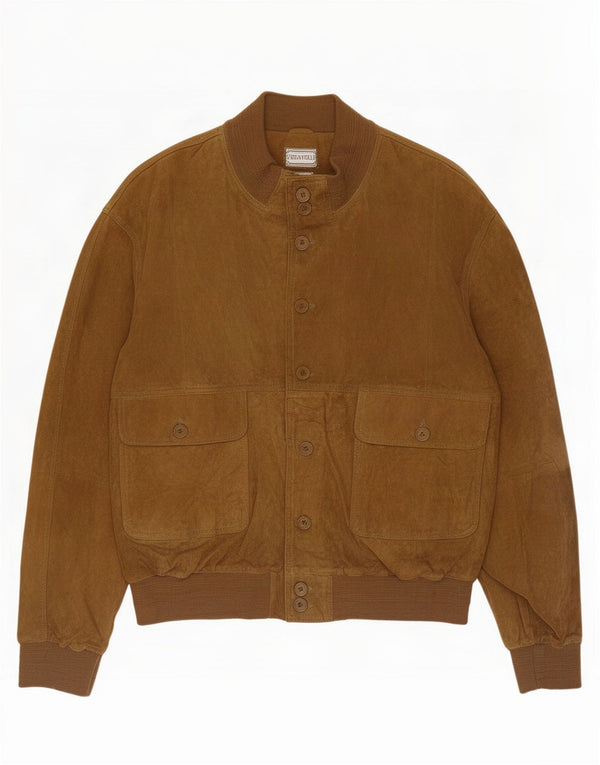 Vintage herre ruskind bomberjakke UK 40 Stort beige læder