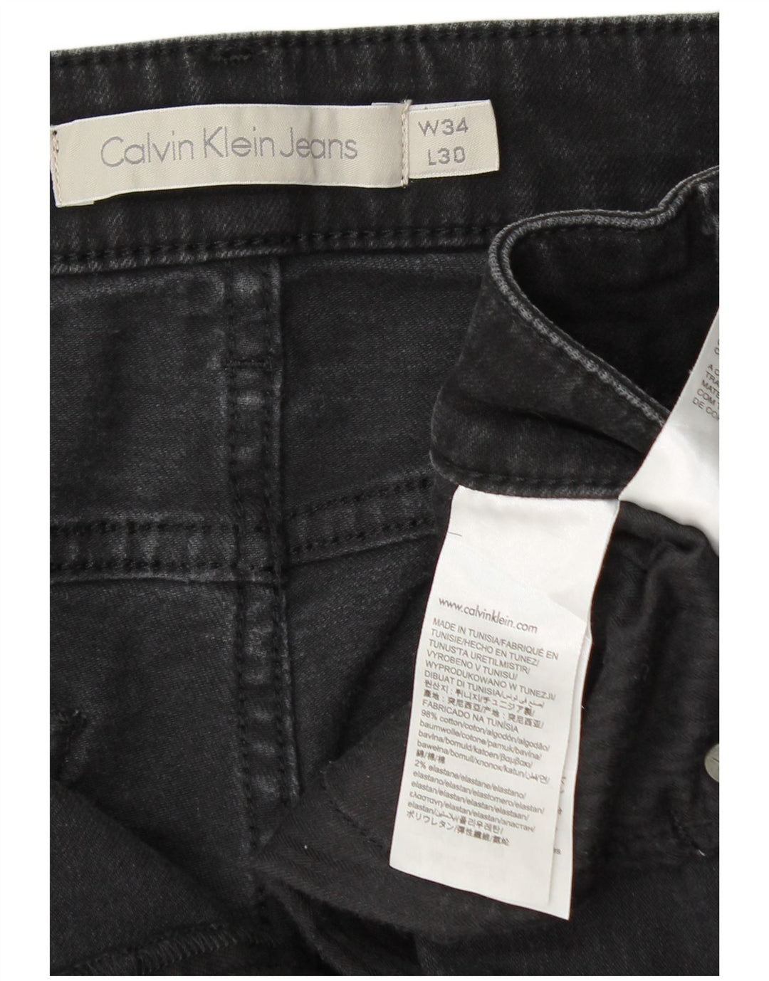 CALVIN KLEIN Herre Slim Jeans W34 L30 Sort Bomuld