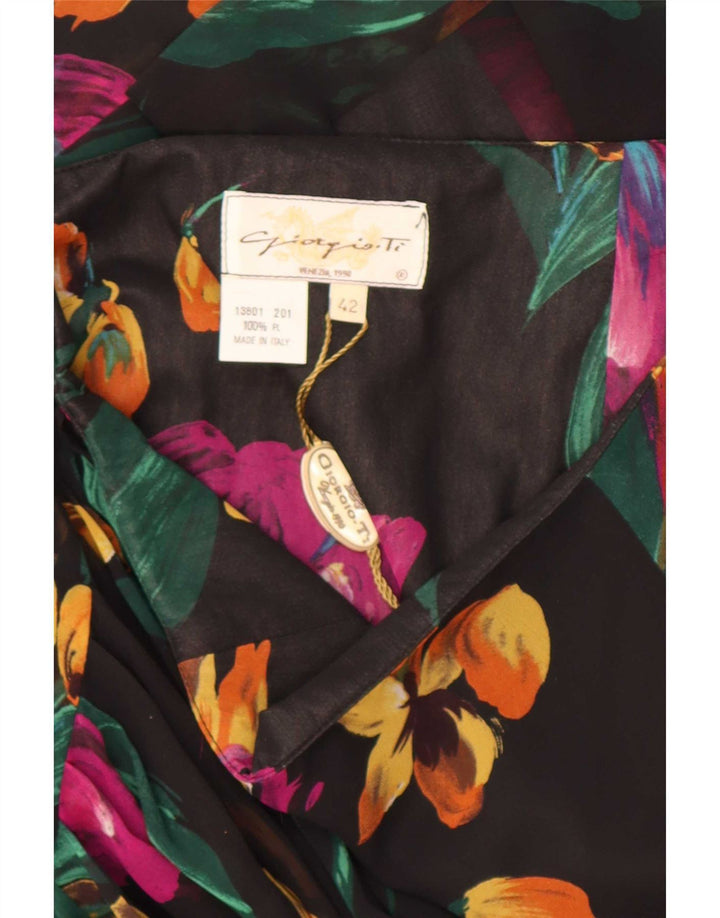 Giorgio Ti Kvinder plisseret A-line nederdel IT 42 Medium Black Floral Polyester