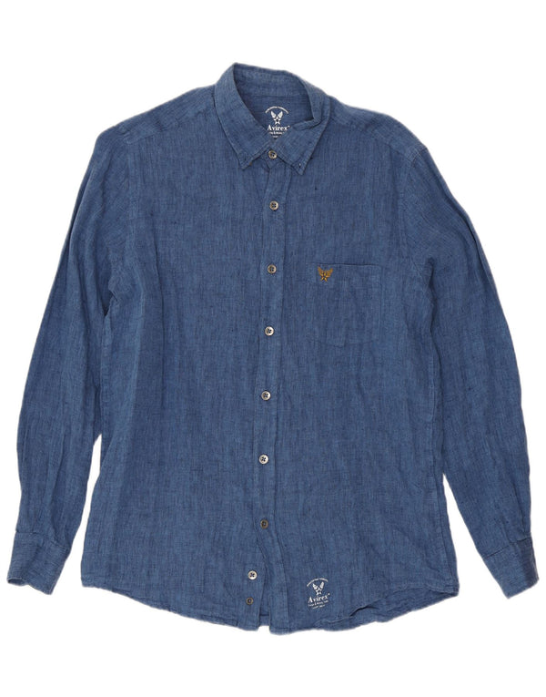 Avirex Herreskjorte Medium Navy Blue Linen