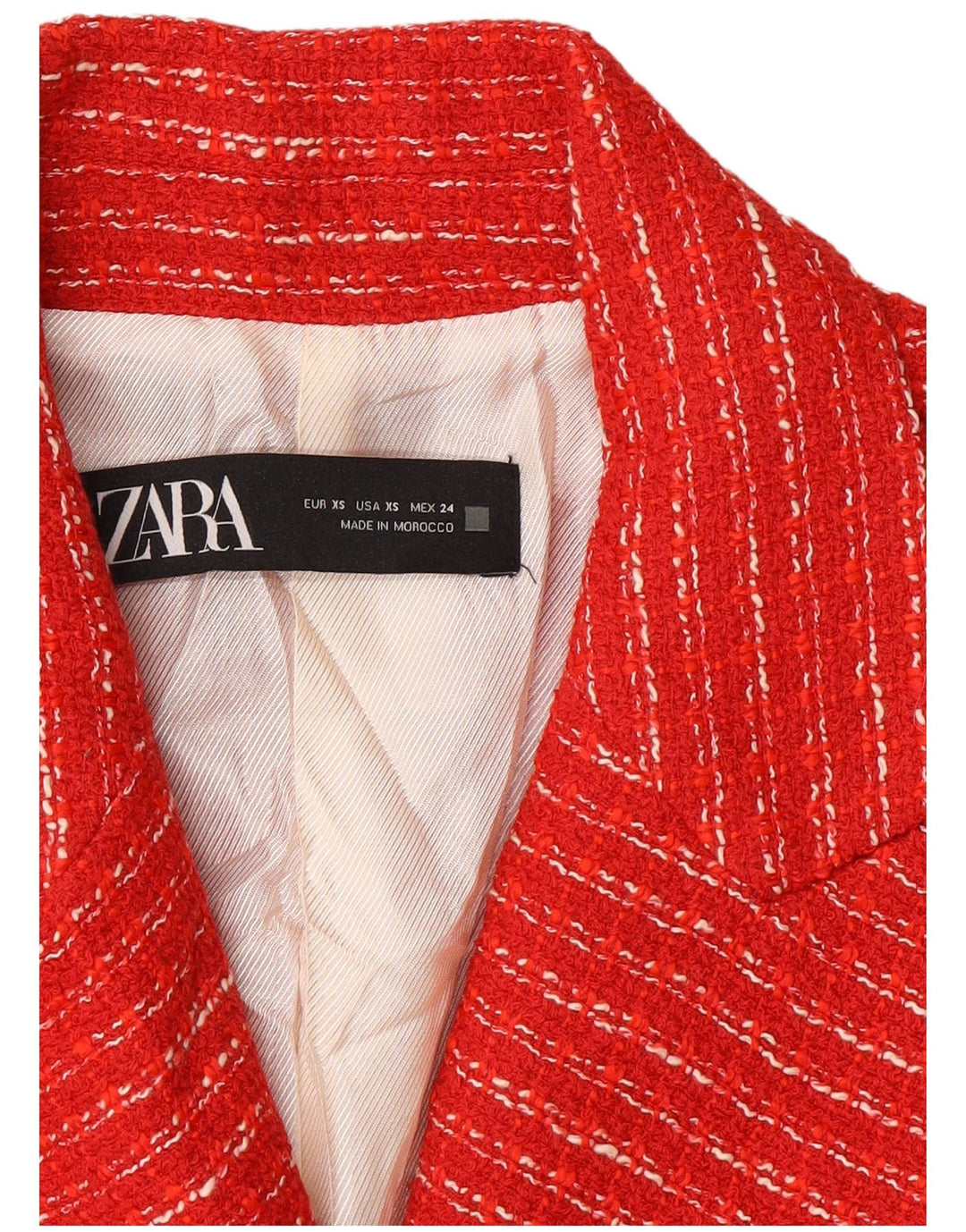 Zara Dame Dobbeltradet Blazer Jacket UK 6 XS Rødstribet