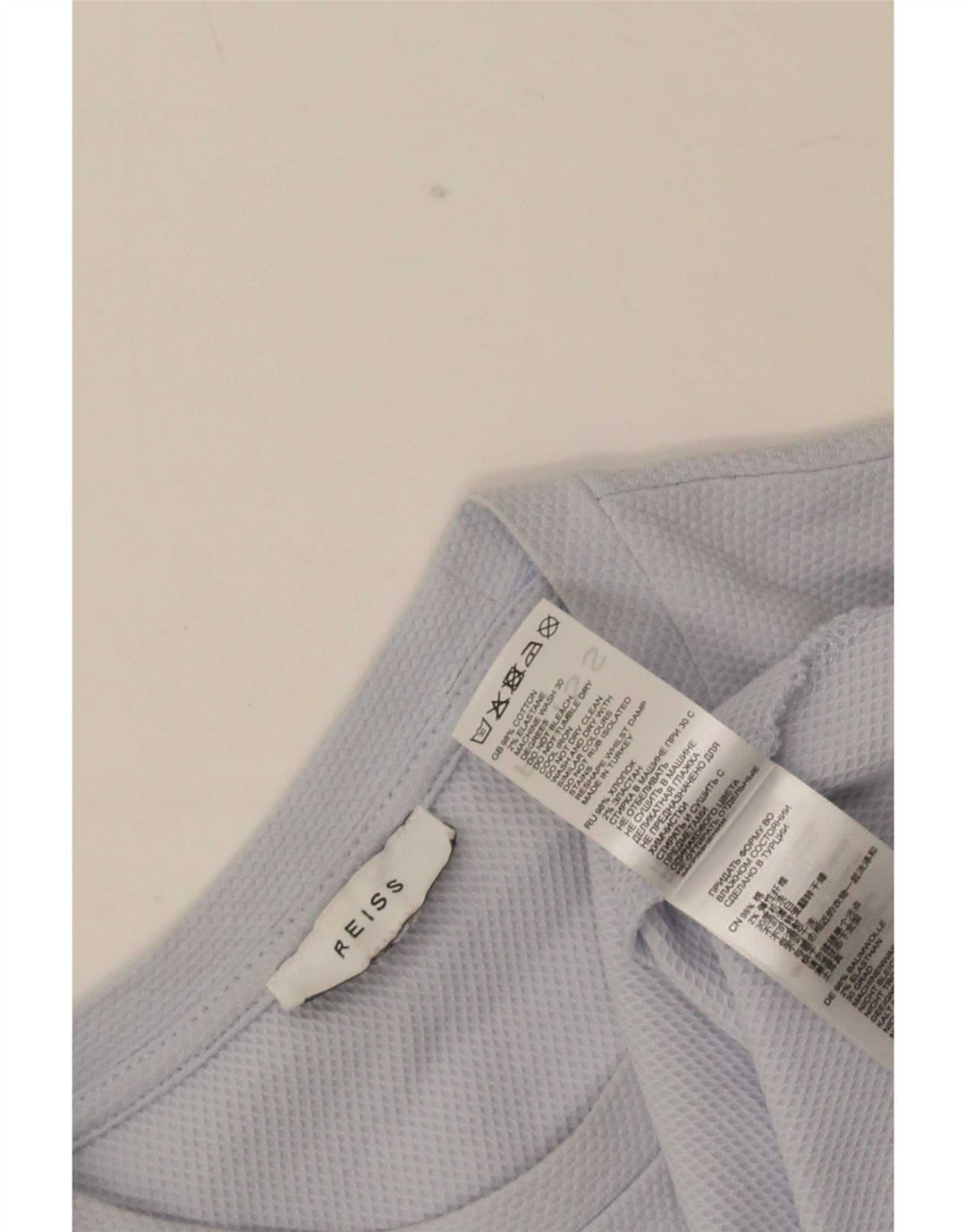 Reiss Herre T-Shirt Top Medium Blå Bomuld