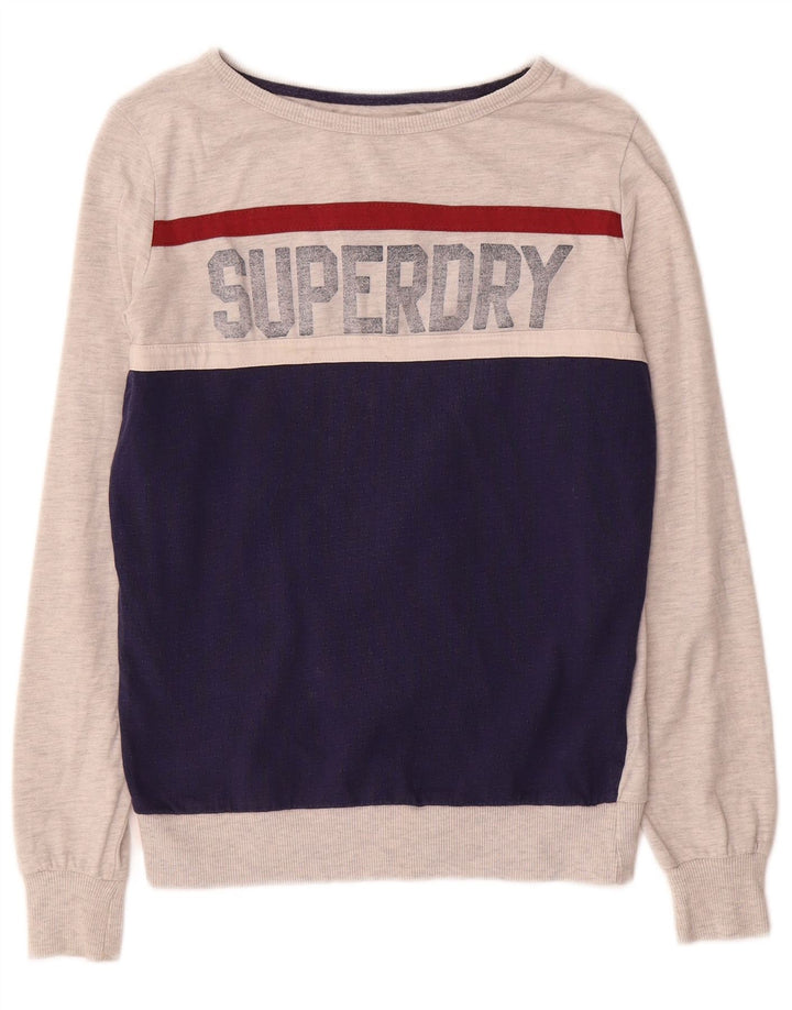 Superdry Graphic Sweatshirt Jumper UK 12 Medium Grey Colourblock