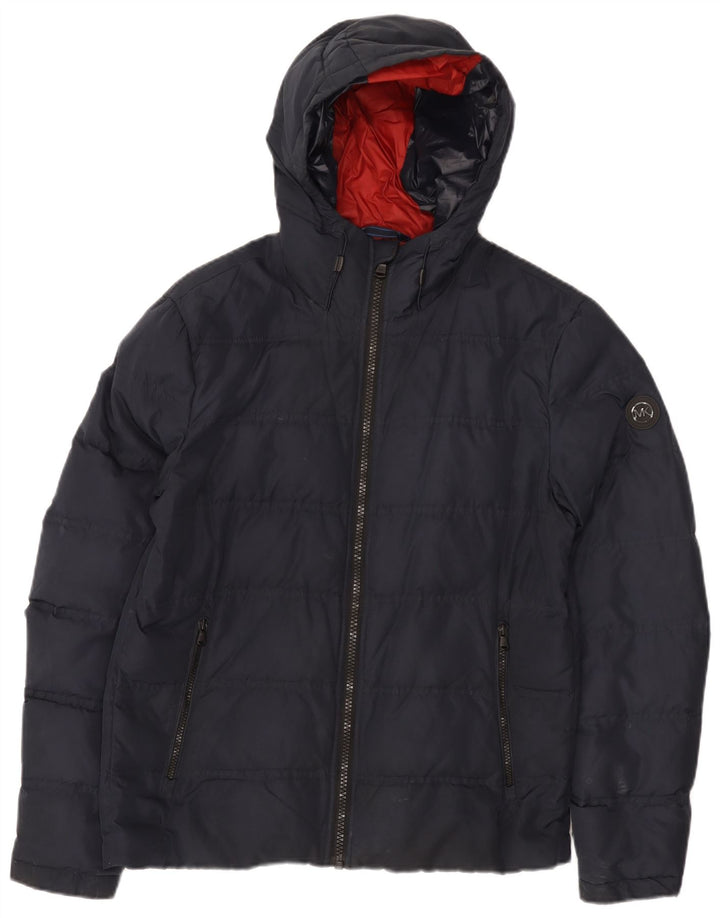 Michael Kors Herre hættepolstret jakke UK 38 Medium Navy Blue Polyester