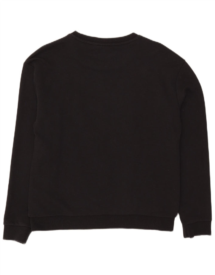 Fila Dame Grafisk Sweatshirt Jumper UK 14 Medium Sort Bomuld