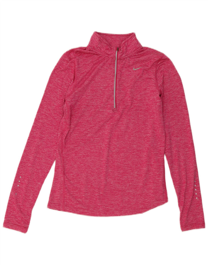 Nike sweater med lynlås til kvinder, træningsdragt Top UK 10 Small Pink Polyester