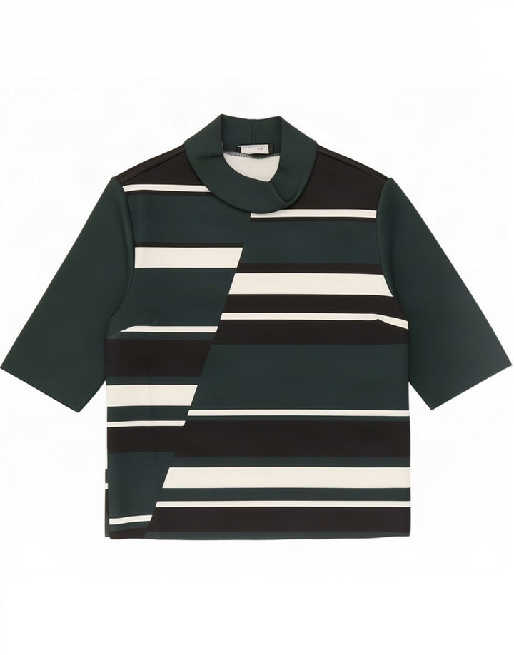 Zara Damebluse Top UK 12 Medium Grøn Colourblock Polyester