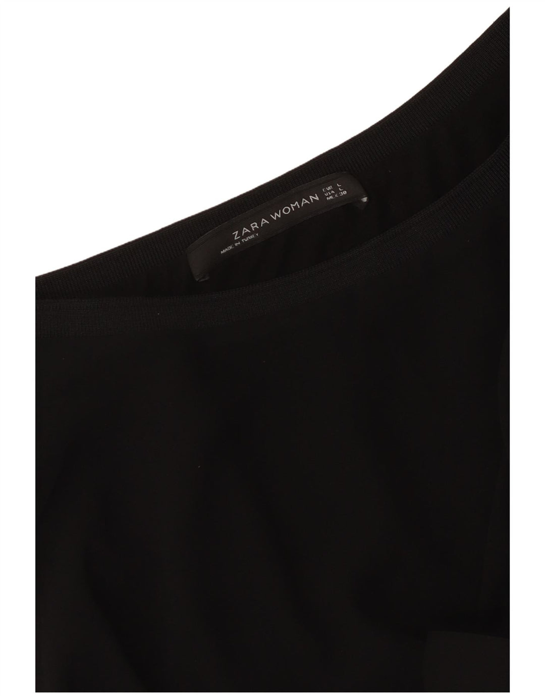 Zara Dame Loose Fit Crop Bluse Top UK 14 Large Black Modern