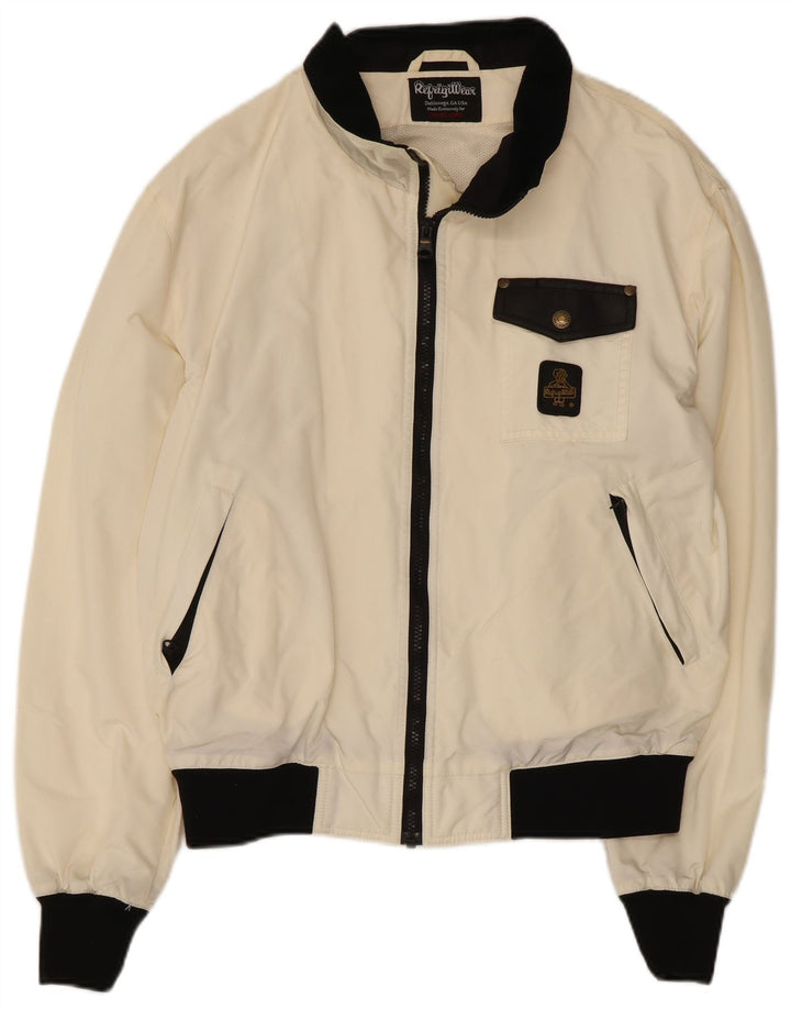 Refrigiwear Herre Bomber Rain Jacket UK 36 Small White Colourblock Nylon
