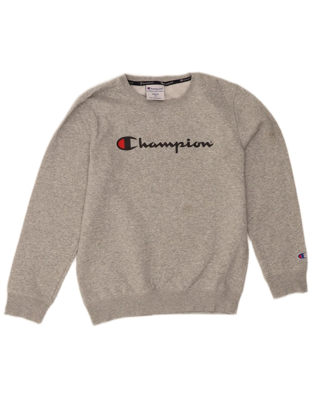 CHAMPION Boys Graphic Sweatshirt Jumper 11-12 Years Grey Flecked Cotton