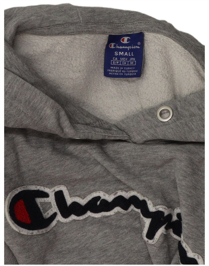 Champion Womens Oversized Crop Hoodie Jumper UK 10 Small Grey Flecked