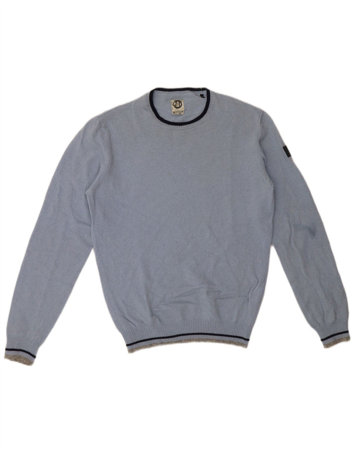 Murphy & Nye Herre sweater med rund hals, stor blå uld