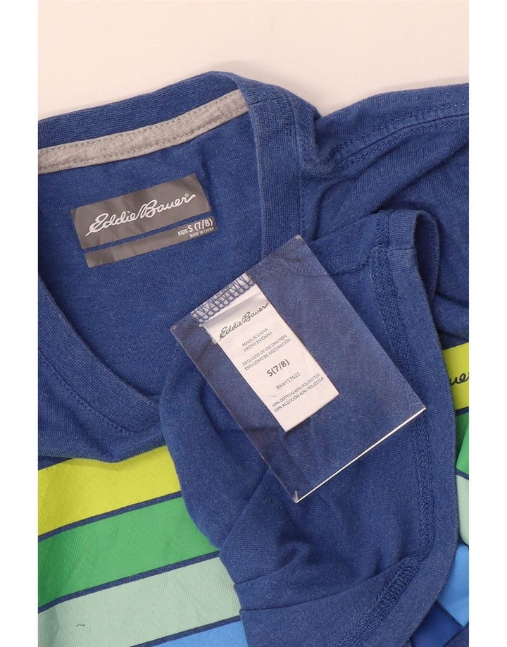 Eddie Bauer Boys T-Shirt Top 7-8 år Small Blue Colourblock Bomuld