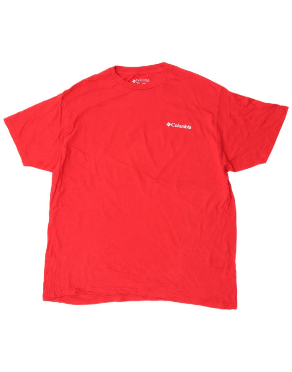 Columbia Herre Grafisk T-Shirt Top XL Rød Bomuld