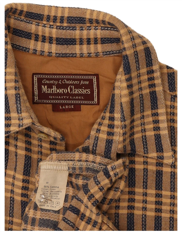 Marlboro Classics Flannelskjorte til mænd Stor beige ternet bomuld