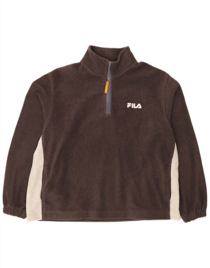 Fila herre lynlås hals fleece jumper stor brun colourblock polyester