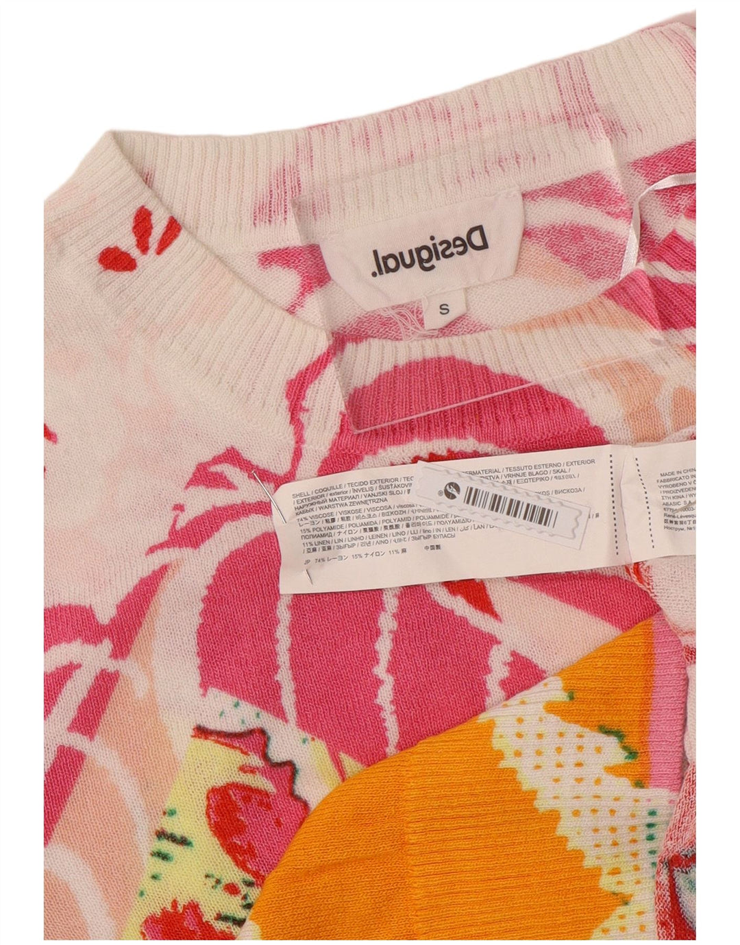 Desigual Dame Crew Neck Jumper Sweater UK 10 Small Multicolored Floral