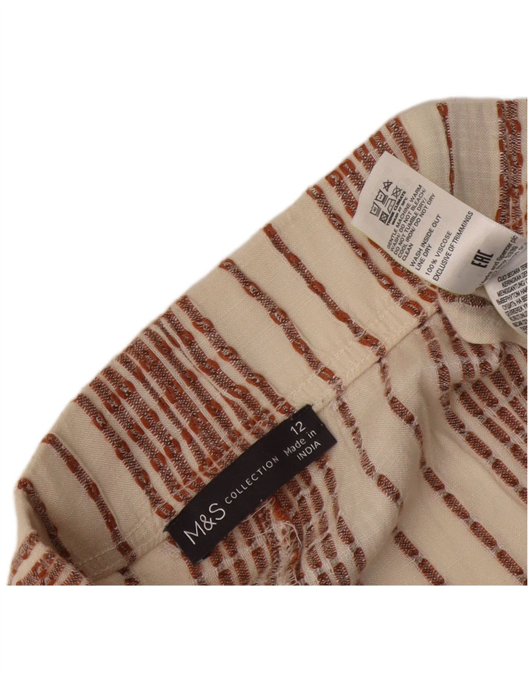 Marks & Spencer Shorts til kvinder UK 12 Medium W32 Hvidstribet viskose