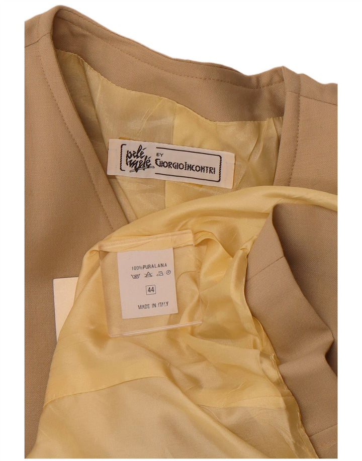 VINTAGE dobbeltradet blazerjakke til kvinder IT 44 Medium Beige Uld