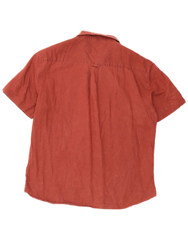 Zara Herre Kortærmet Relaxed Fit Pullover Shirt Large Burgundy
