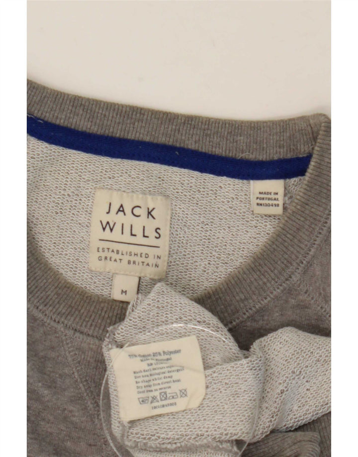 Jack Wills Herre Grafisk Sweatshirt Jumper Medium Grey Flecked Bomuld