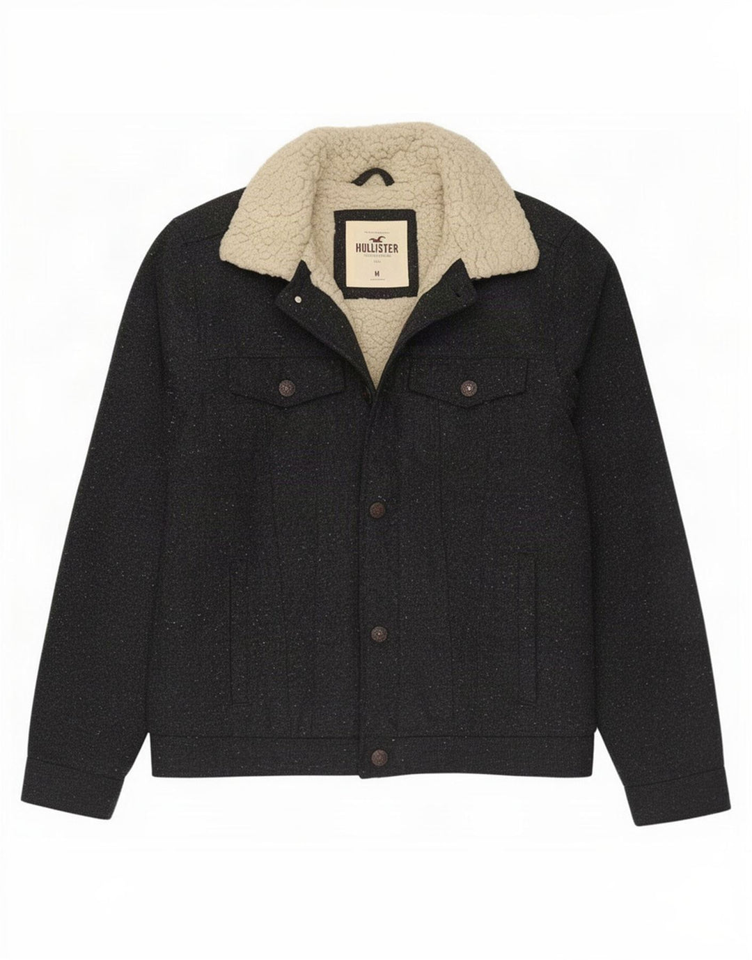 Hollister Herre Sherpa Jacket UK 38 Medium Grey Polyester