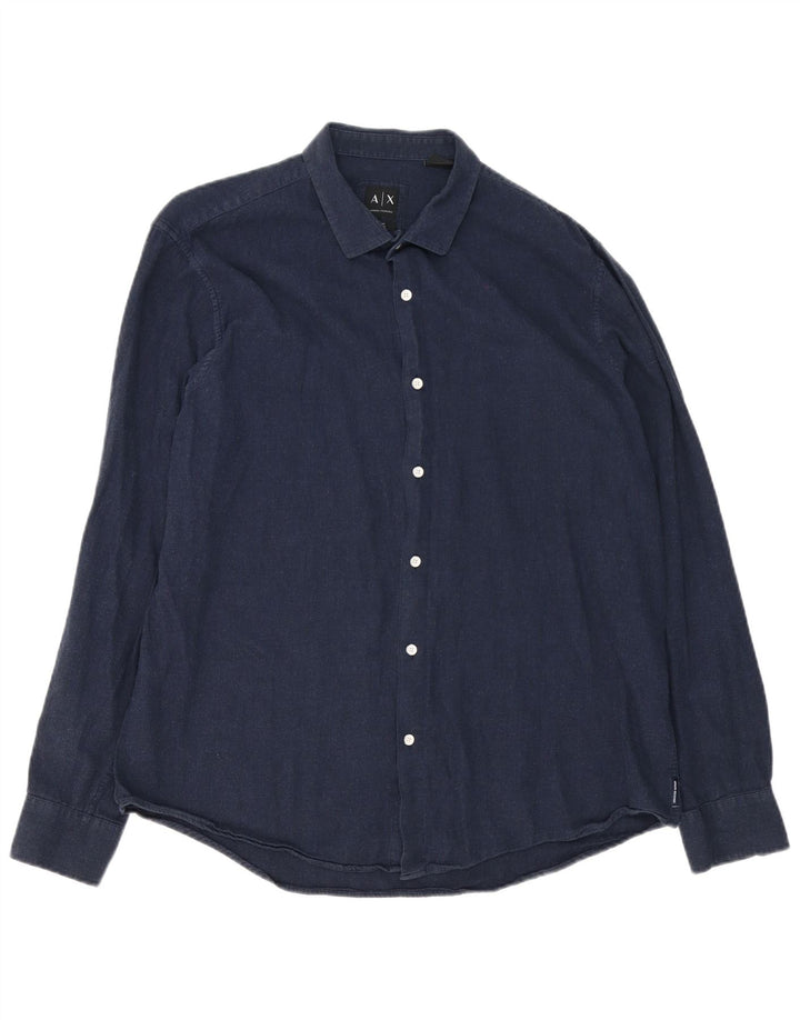 Armani Exchange herreskjorte XL marineblå bomuld