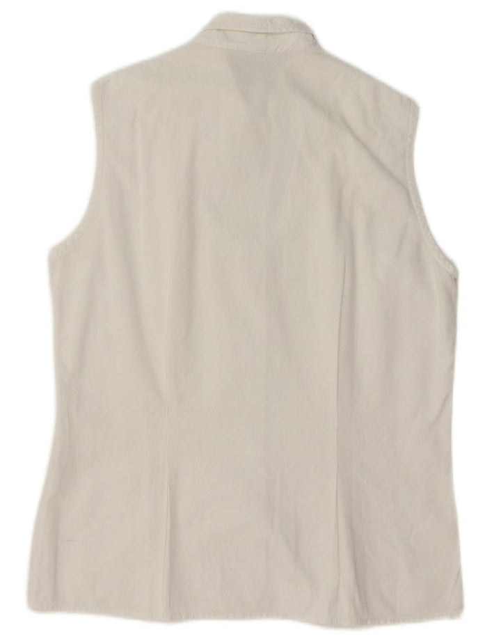 BENETTON Womens Sleeveless Shirt UK 14 Medium White