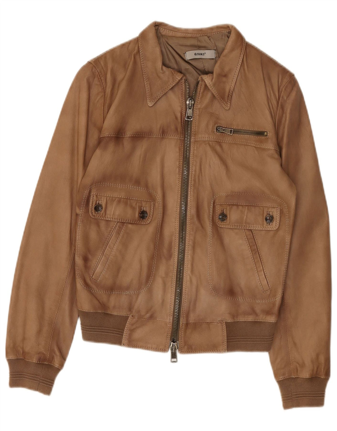 Vintage læderjakke til kvinder IT 44 Medium Beige Læder