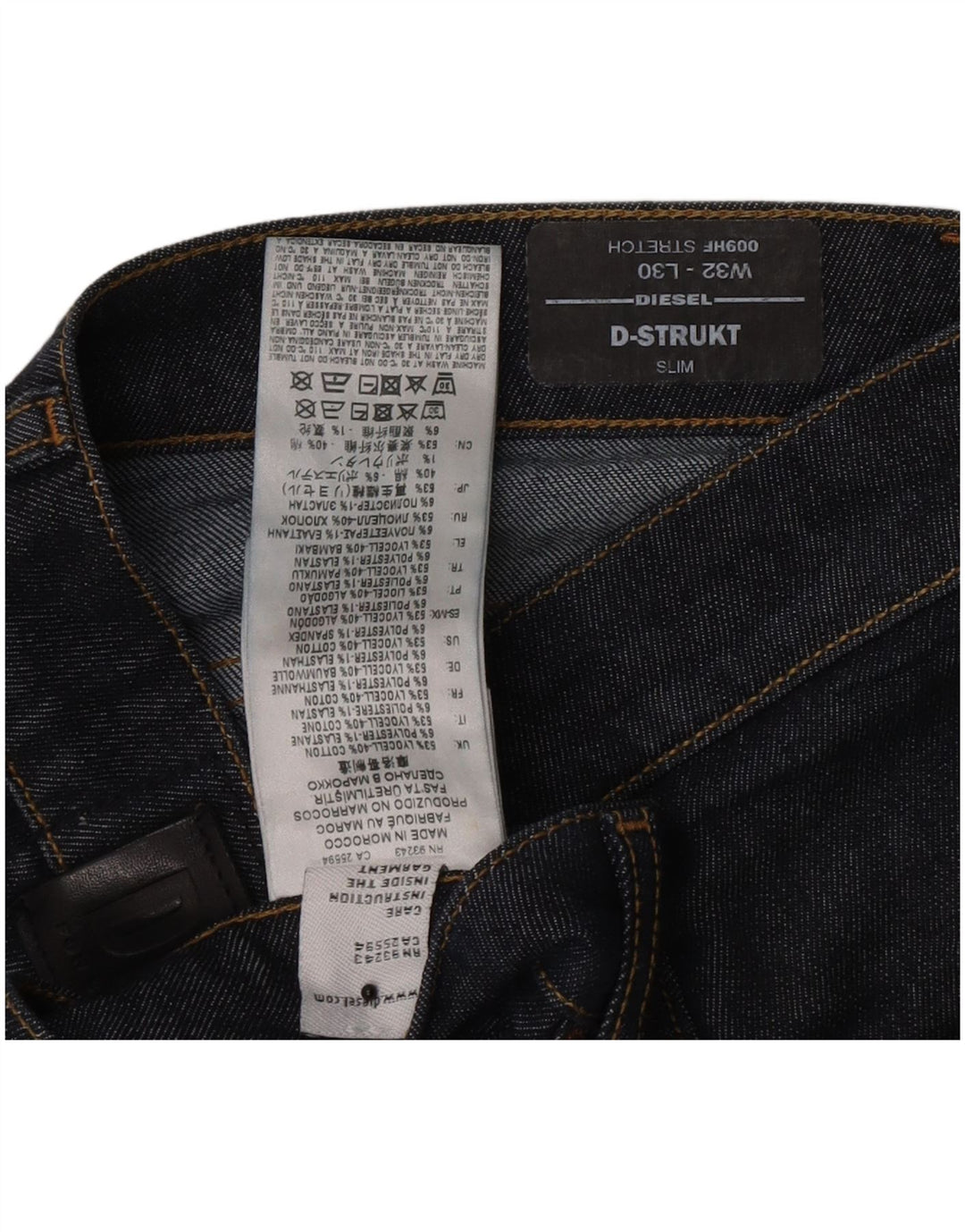 Diesel Herre D-Strukt Slim Jeans W32 L27 Marineblå Lyocell