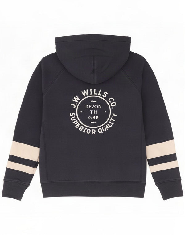 Jack Wills Womens Graphic Hoodie Jumper UK 12 Medium Navy Blue Colourblock