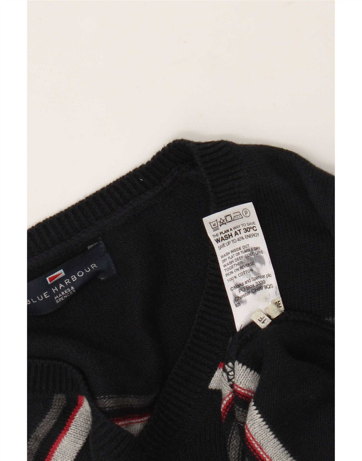 Marks & Spencer Herre Blue Harbor V-hals sweater Medium Navy stribet