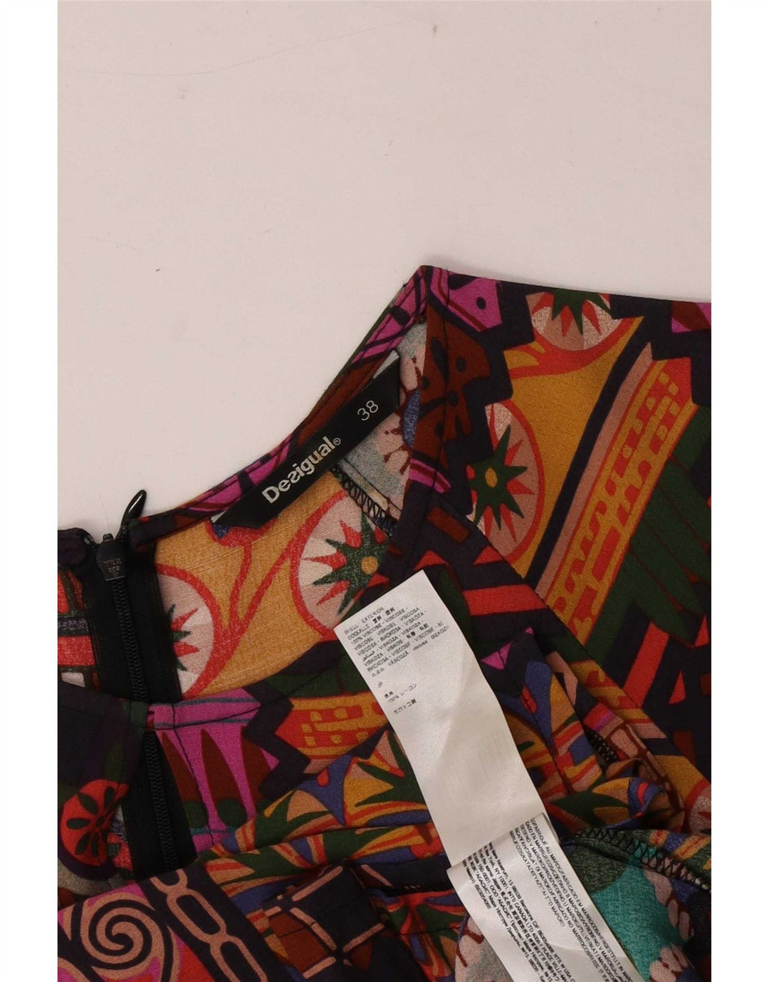 Desigual 3/4 ærmet basiskjole til kvinder EU 38 Medium Flerfarvet Bohemian