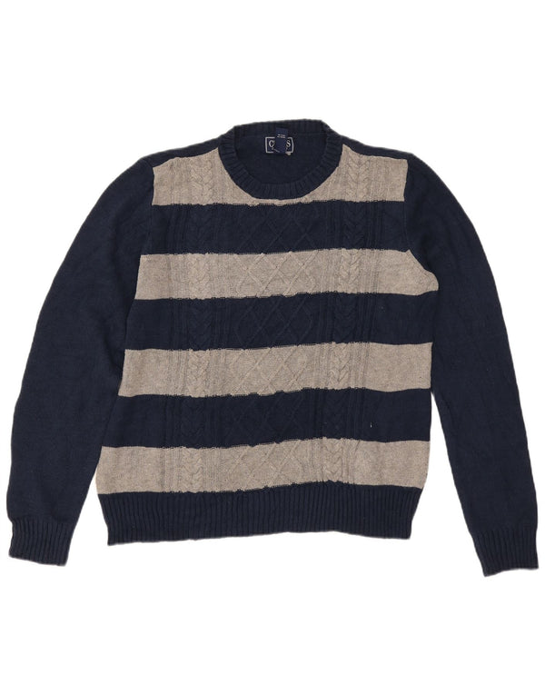 Chaps Dame Crew Neck Jumper Sweater UK 18 XL Navyblå stribet bomuld