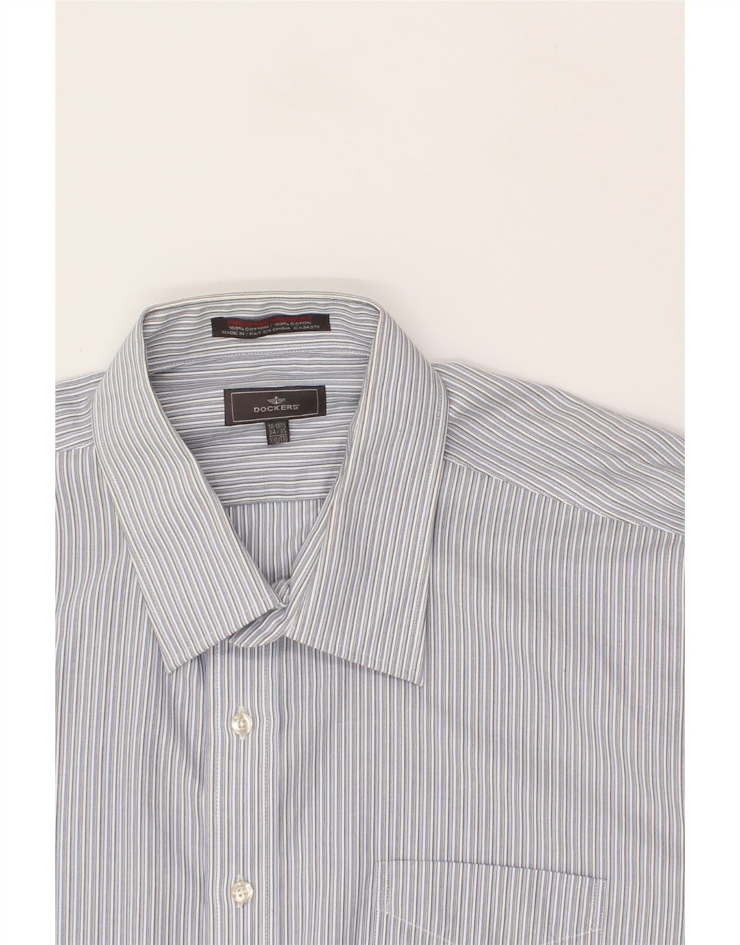 DOCKERS Mens Shirt Size 18-18 1/2 2XL Blue Striped Cotton Vintage Dockers and Second-Hand Dockers from Messina Hembry 