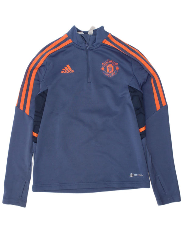 Adidas Boys Manchester United Pullover Træningsdragt Top 9-10 År Blå