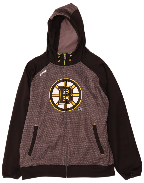 Reebok Herre Boston Bruins Hættetrøje Sweater med lynlås Large Sort Colourblock