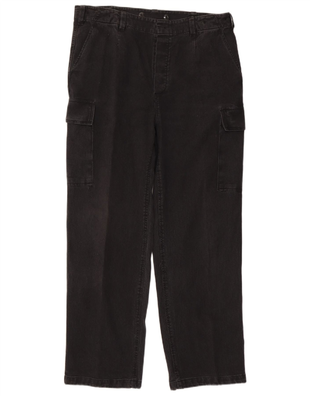 Vintage Straight Cargo bukser til mænd W36 L30 sort bomuld